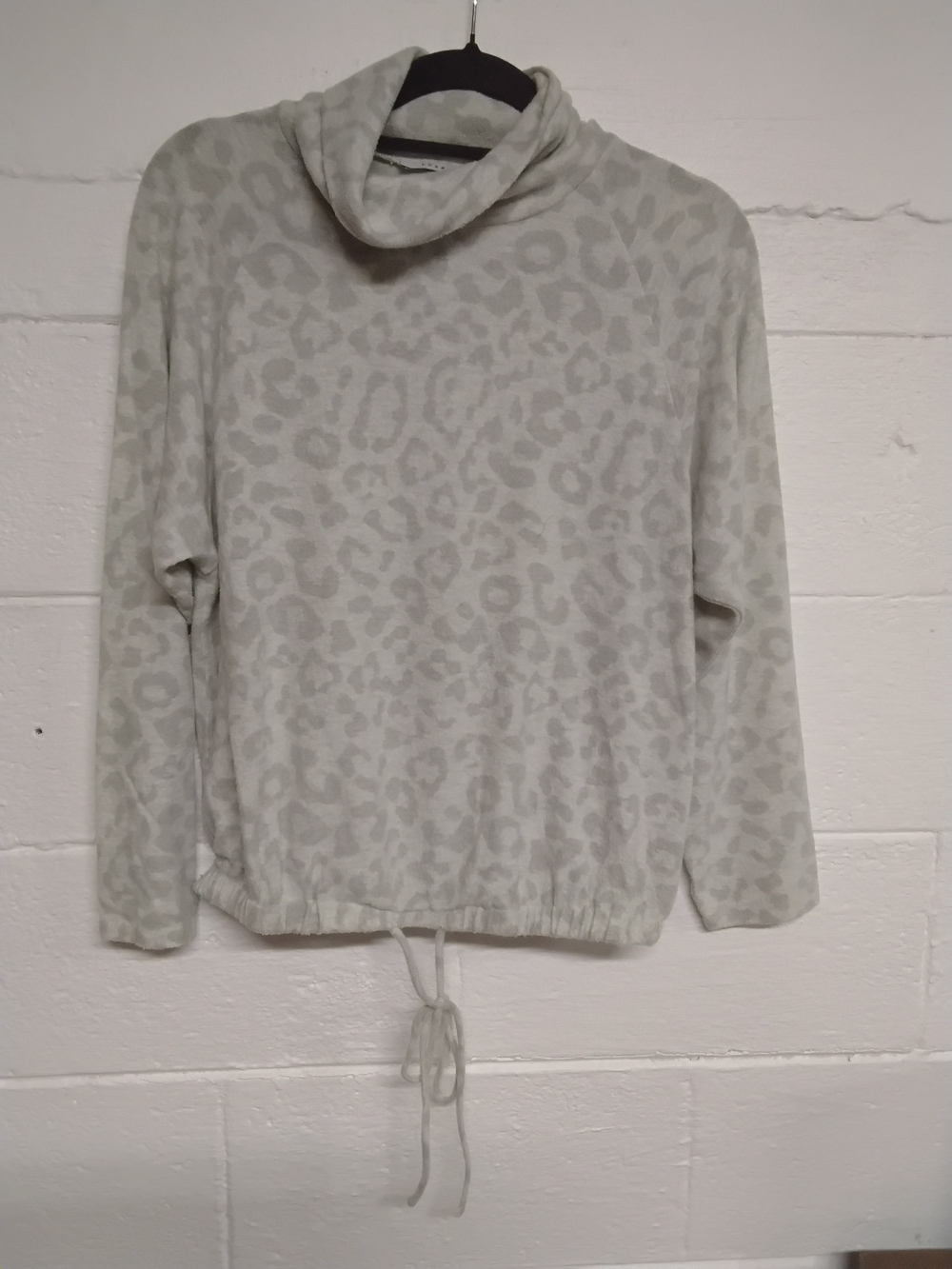 Light Gray Leopard Print Cowl Neck Women's Sweater